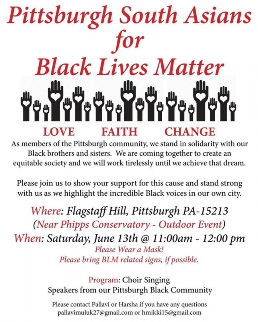 Poster for "Pittsburgh South Asians for Black Lives Matter" Rally